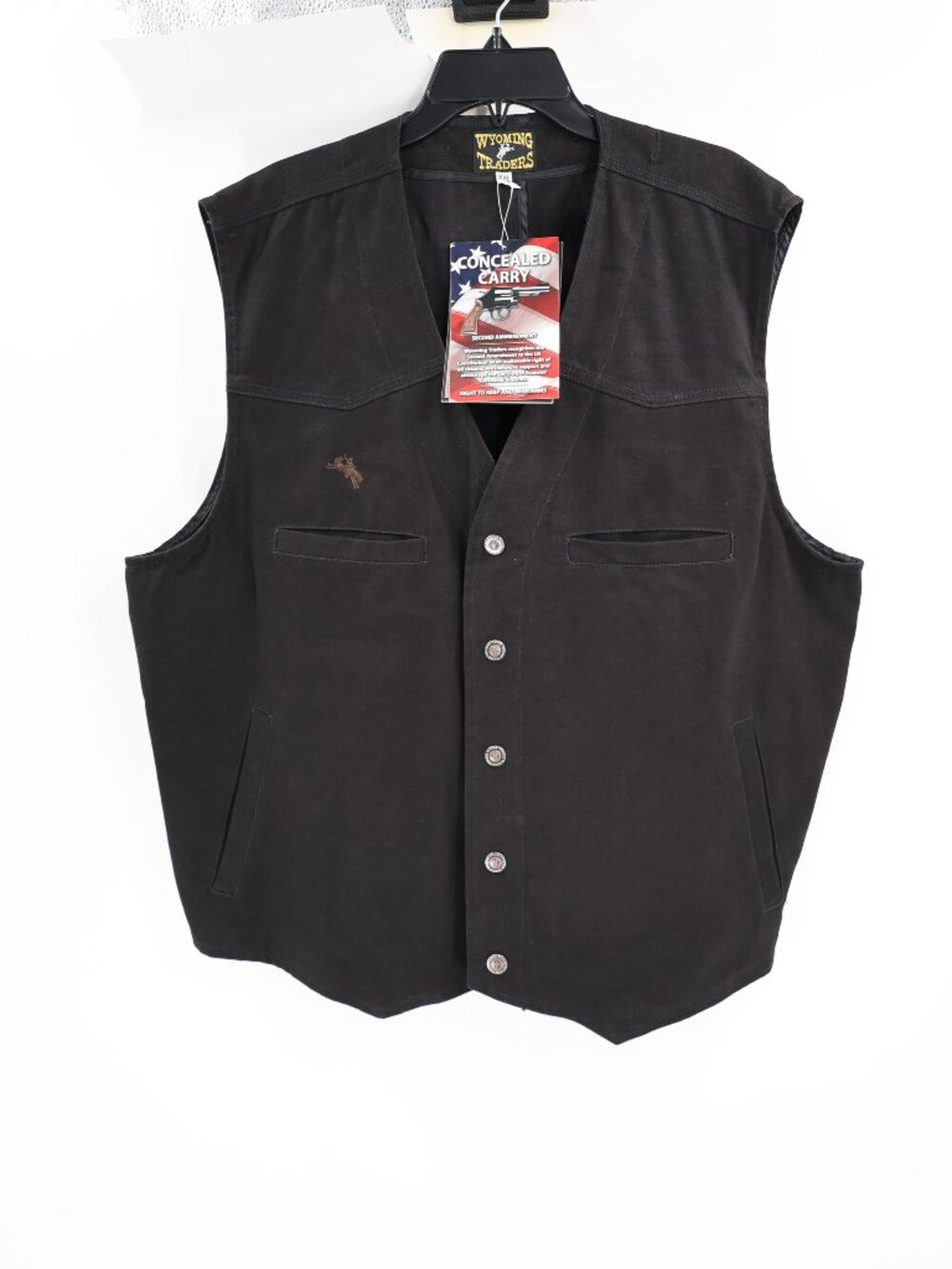 NWT Wyoming Traders Vest Mens 2XL Texas Conceal Carry Snap Up Canvas Ranch Wear